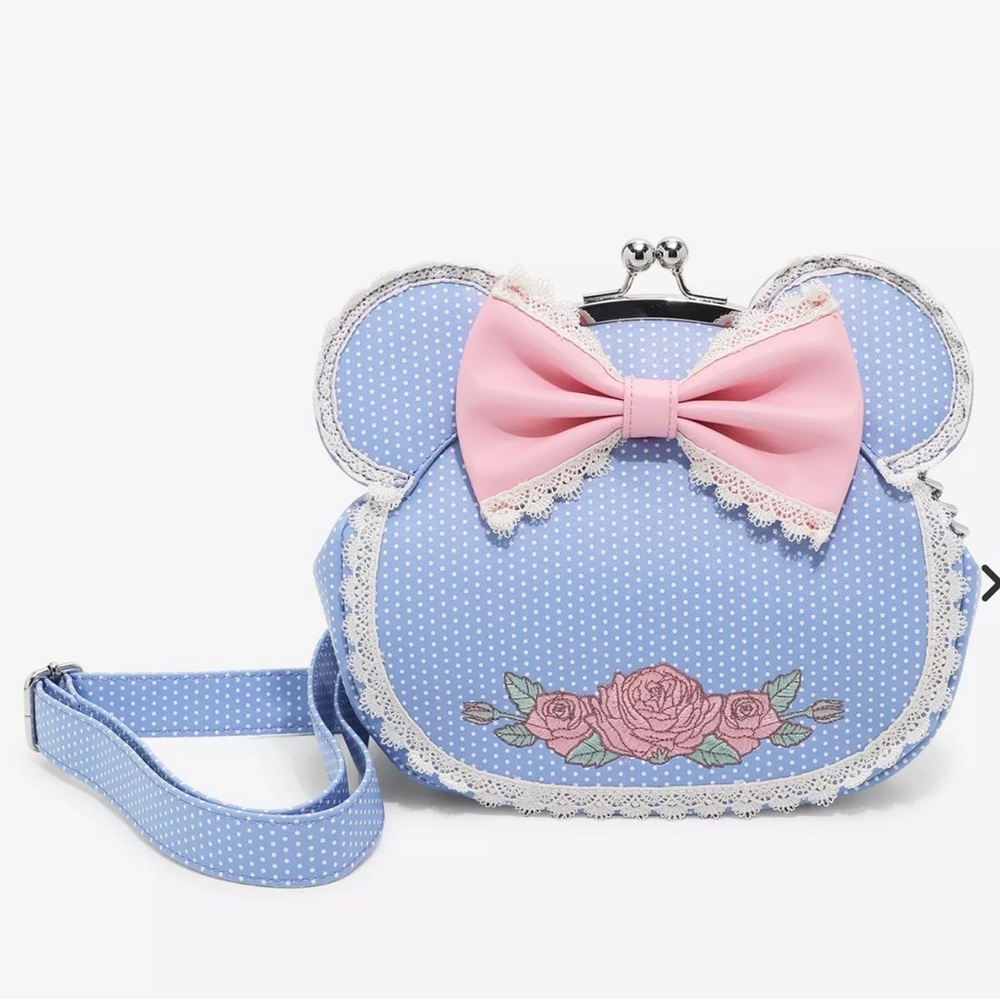 Loungefly Blue and Pink Crossbody Bag Minnie lace Disney